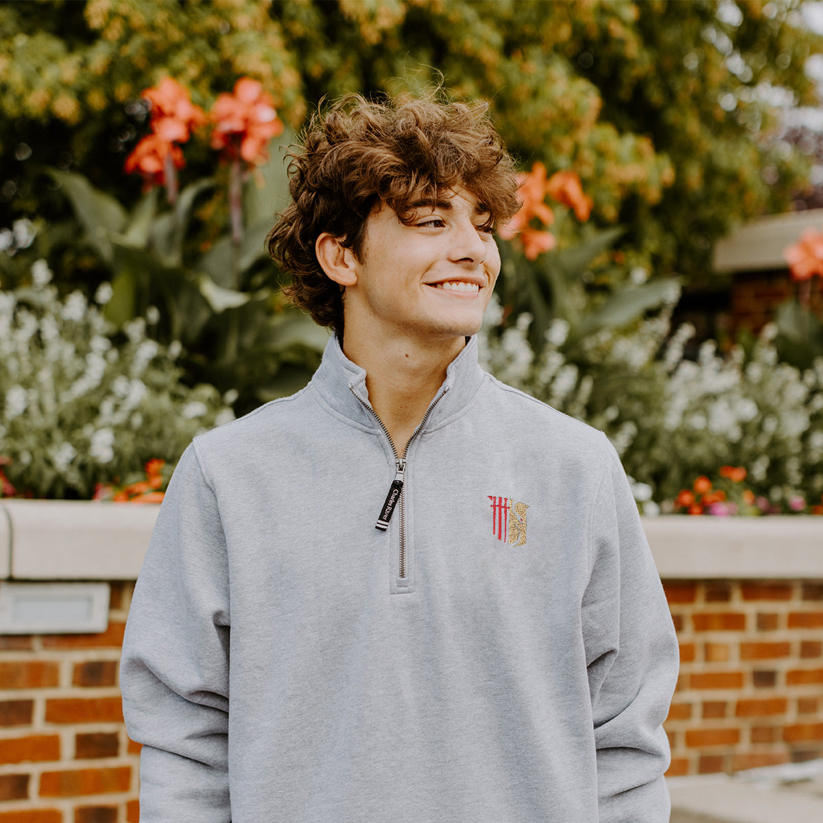 Theta Chi Embroidered Symbol Gray Quarter Zip