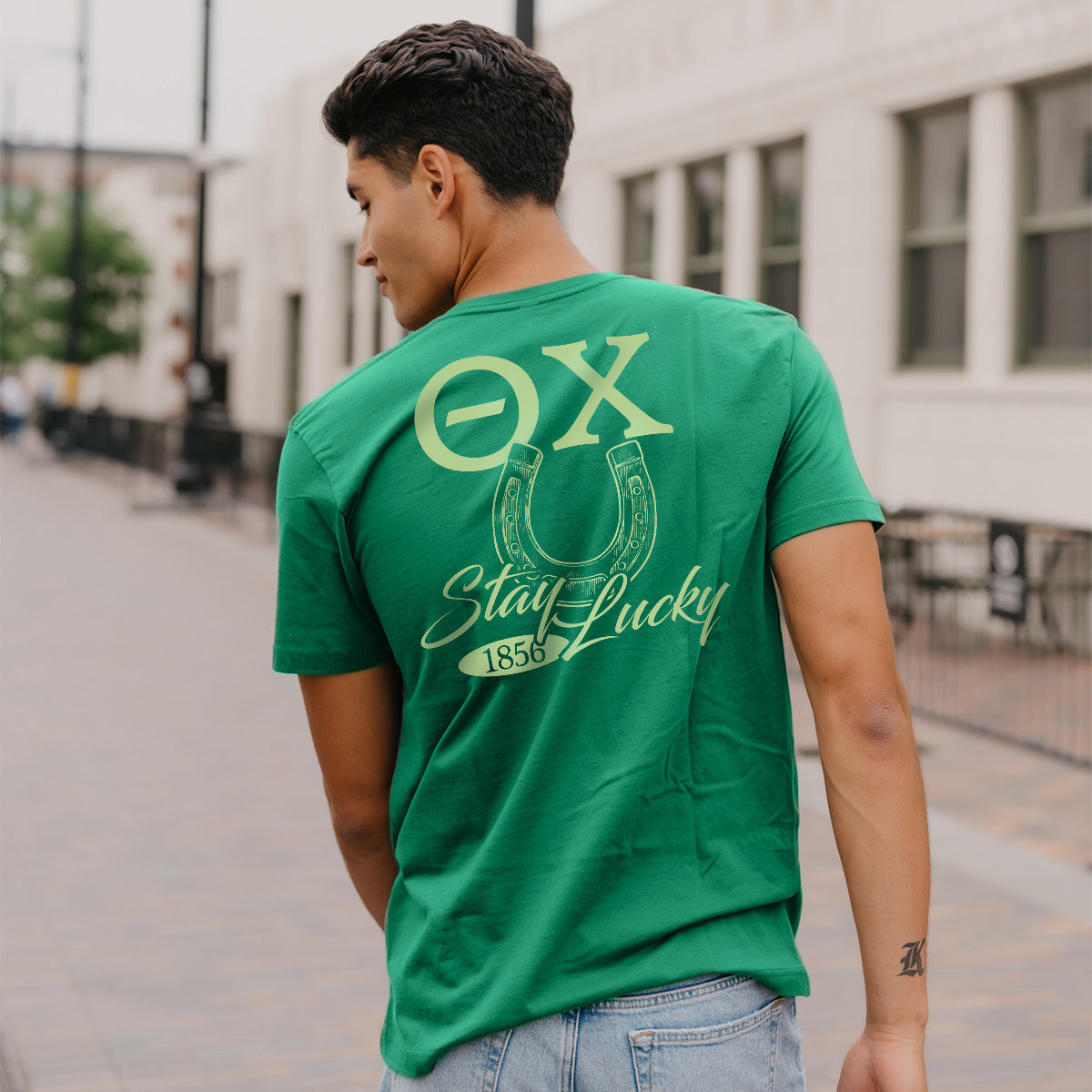 New! Theta Chi Stay Lucky Short Sleeve Tee