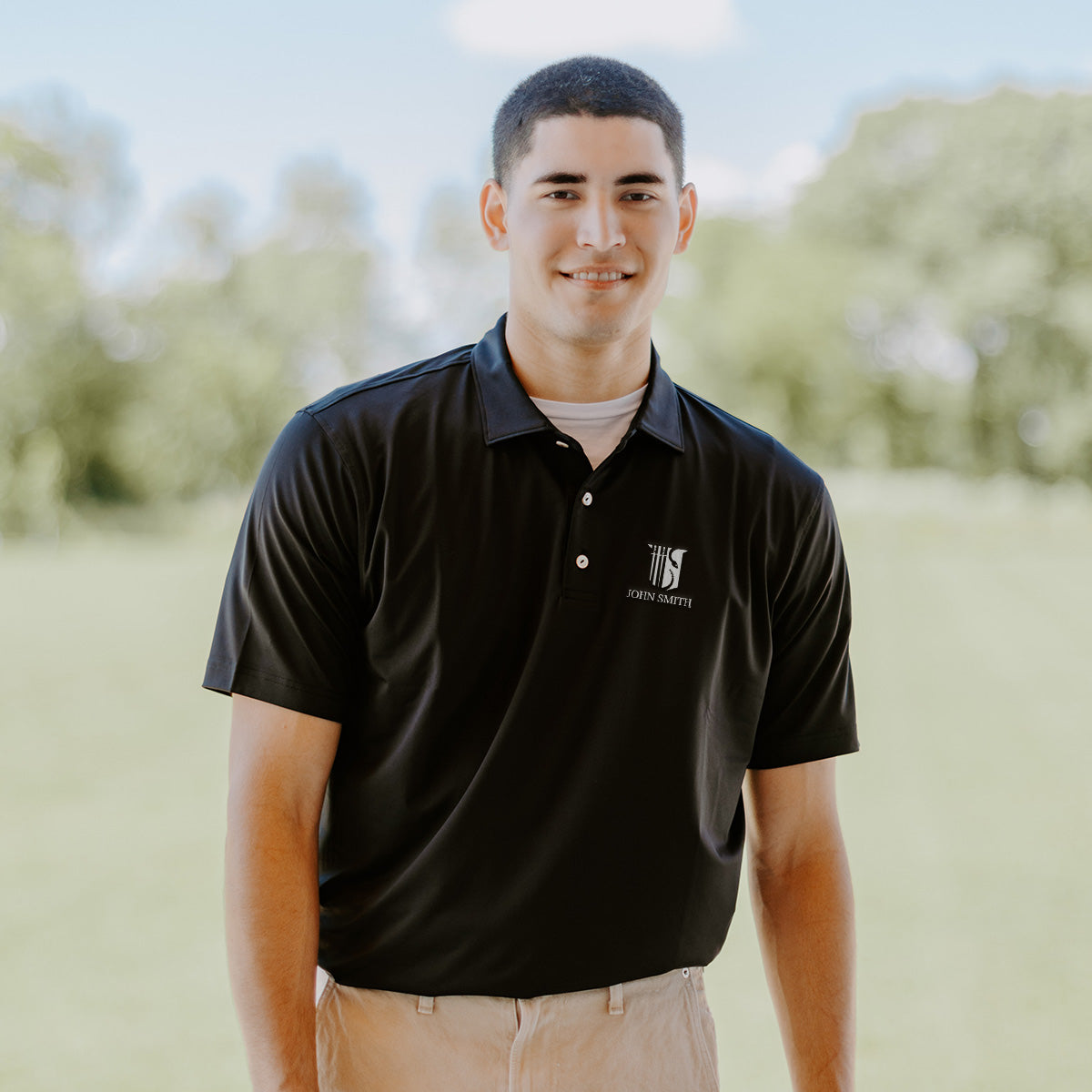 Theta Chi Personalized Peter Millar Black Polo With Symbol