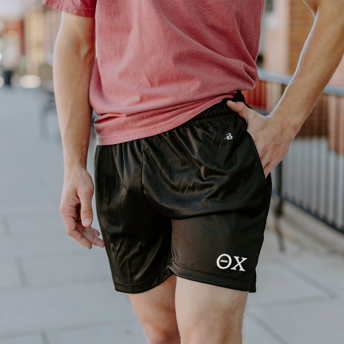 Theta Chi 5" Black Shorts