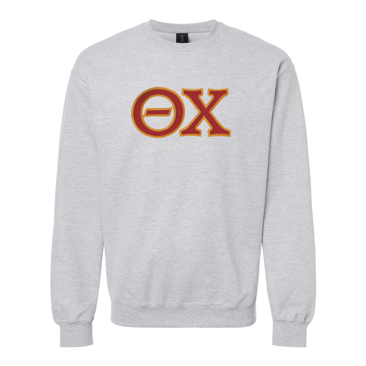 Theta Chi Heather Grey Crewneck With Sewn On Letters