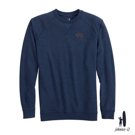 New! Theta Chi Johnnie-O Navy Freeman Crewneck