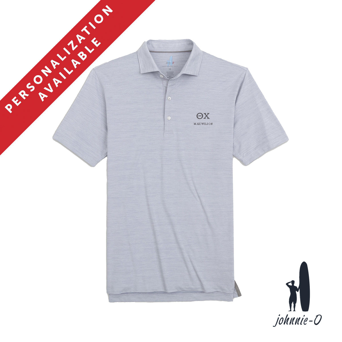 Theta Chi Personalized Johnnie-O Heather Grey Polo