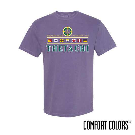 New! Theta Chi Comfort Colors Vintage Catamaran Club Short Sleeve Tee