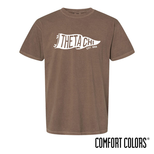 Theta Chi Comfort Colors Brown Pennant Short Sleeve Tee