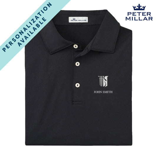 New! Theta Chi Personalized Peter Millar Black Polo With Symbol