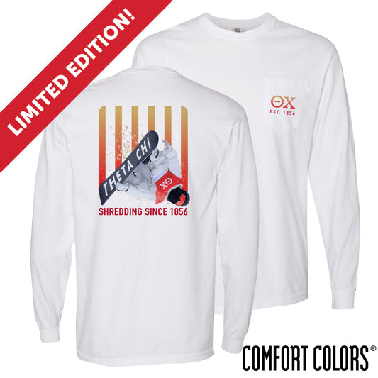 New! Limited Edition Theta Chi Comfort Colors Slope Shredder Long Sleeve Tee