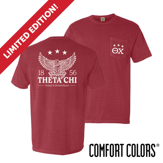 New! Theta Chi Comfort Colors Patriotic Eagle Short Sleeve Tee