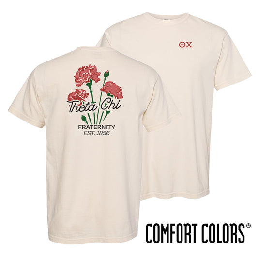 Theta Chi Comfort Colors Red Carnation Ivory Short Sleeve Tee