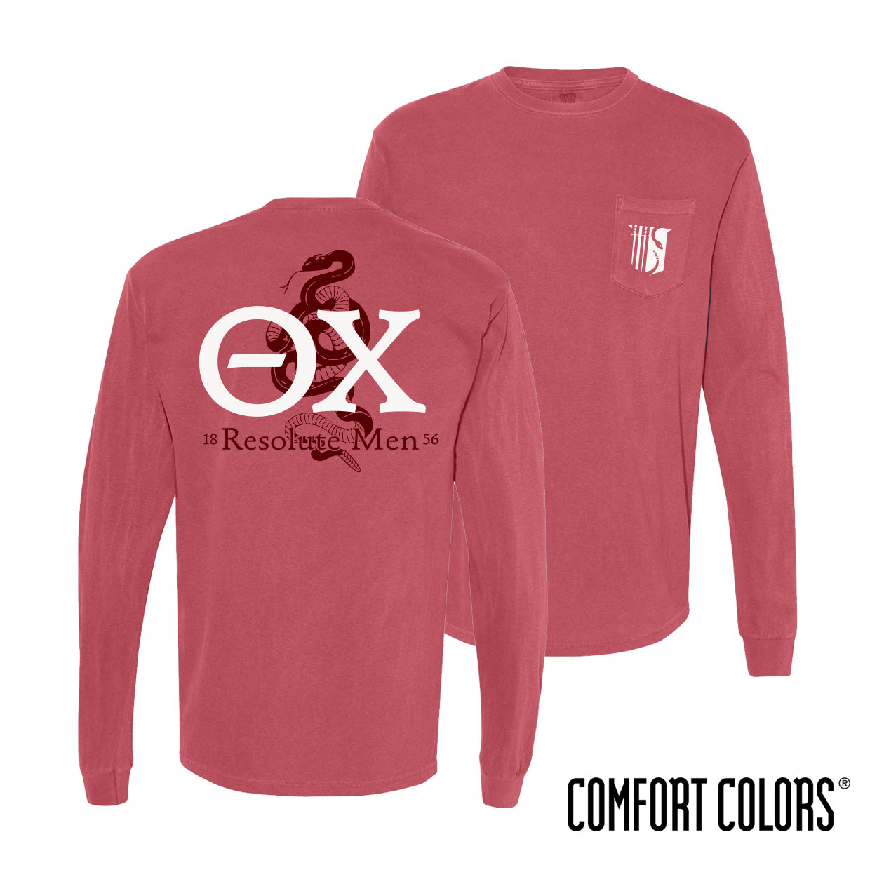 New! Theta Chi Exclusive Comfort Colors Resolute Men Long Sleeve Tee