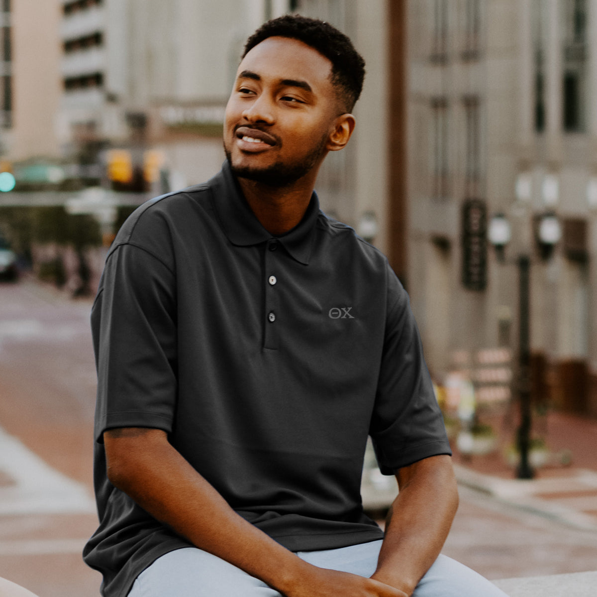 Nike black polo store shirt