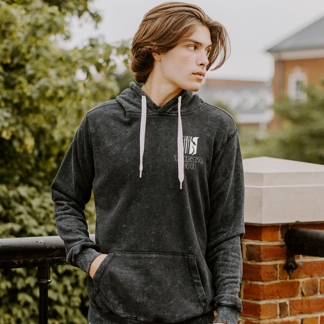 Men's Mineral Wash Black Pullover Hoodie